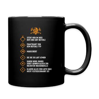 Feuerwehr Abkürzungen Feuerwehrmann - Tasse einfarbig - Schwarz - Rechts