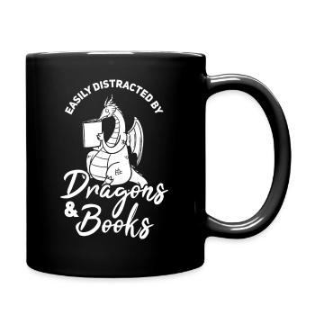 Book dragon reader reading books - Full Colour Mug - black - Right