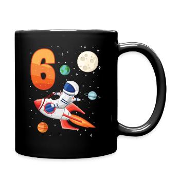 Astronaut 6th Birthday Space Boy - Full Colour Mug - black - Right
