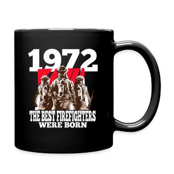 Feuerwehrmann Geschenk 1972 Geburtstag Feuerwehr - Tasse einfarbig - Schwarz - Rechts