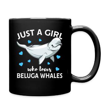 Weißwal Beluga Wal süß Geschenk - Tasse einfarbig - Schwarz - Rechts