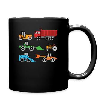 Construction Vehicles Dump Truck Digger Tractor - Full Colour Mug - black - Right