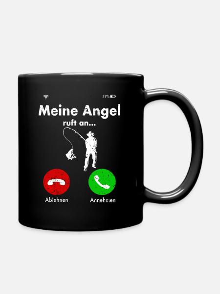 Angler Angeln Fischer lustig Geschenk Geschenkidee - Tasse einfarbig - Schwarz