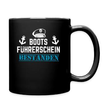 Bootsführerschein bestanden Spruch Kapitän Boot - Tasse einfarbig - Schwarz - Rechts