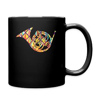 Geometrisches Hemd des Waldhorns - Tasse einfarbig - Schwarz - Rechts
