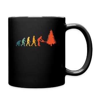 Baumfäller Motorsäge Kettensäge Evolution Retro - Tasse einfarbig - Schwarz - Rechts