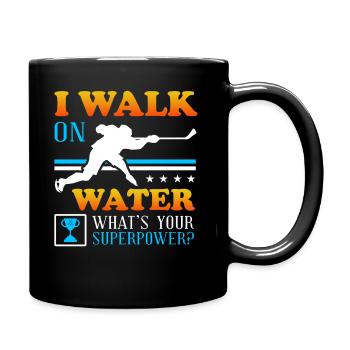 Hockey sur glace hilarant Je marche sur la conception de cadeau de l'eau - Mug uni - noir - Droite