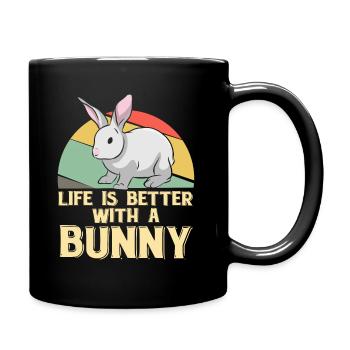 Das Leben ist besser mit einem Hasen - Häschen - Tasse einfarbig - Schwarz - Rechts