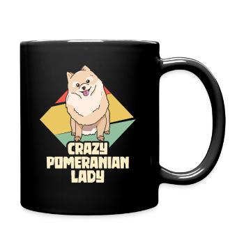 Crazy Pomeranian Lady - Zwergspitz Pom - Tasse einfarbig - Schwarz - Rechts
