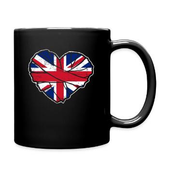 United Kingdom UK Flag Heart - Full Colour Mug - black - Right
