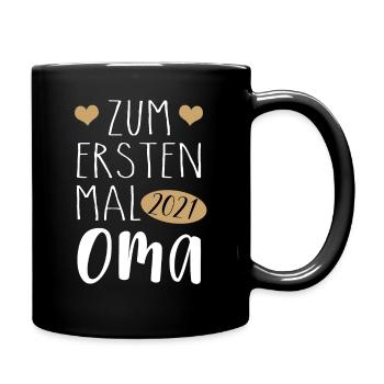 Erstes Mal Oma 2021 - Tasse einfarbig - Schwarz - Rechts