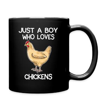 Just A Boy Who Loves Chickens - Full Colour Mug - black - Right