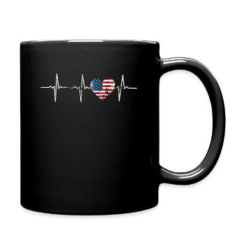 USA Heartbeat Heartbeat America Flag Gift - Full Colour Mug - black - Right
