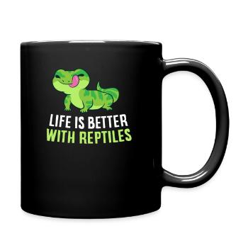 Life Is Better With Reptiles Cute Lizards Reptiles - Full Colour Mug - black - Right