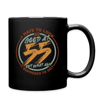 55 Geburtstag - Tasse einfarbig - Schwarz - Rechts