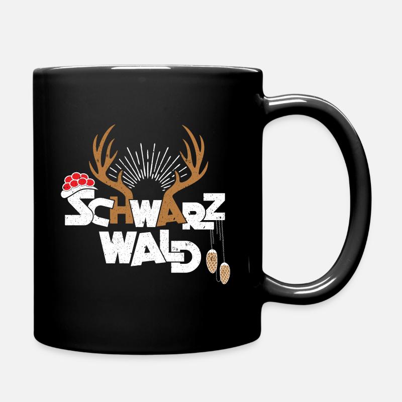 Schwarzwald Bollenhut Hirschgeweih Kuckucksuhr - Tasse einfarbig - Schwarz