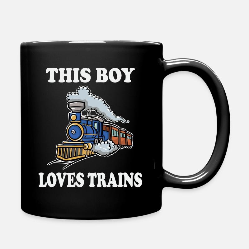 This Boy Loves Trains - Full Colour Mug - black