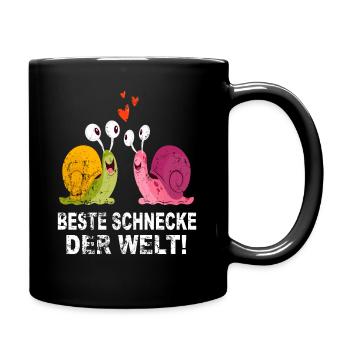 Schnecke Schneckenhaus Liebe Freunde Geschenk - Tasse einfarbig - Schwarz - Rechts