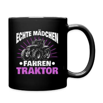 Echte Mädchen fahren Traktor Traktorfahrer Landwir - Tasse einfarbig - Schwarz - Rechts