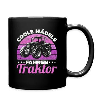 Coole Mädchen fahren Traktor Traktorfahrer - Tasse einfarbig - Schwarz - Rechts