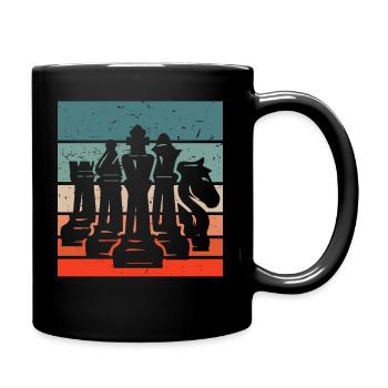 Farbige retro vintage Schachfiguren - Tasse einfarbig - Schwarz - Rechts