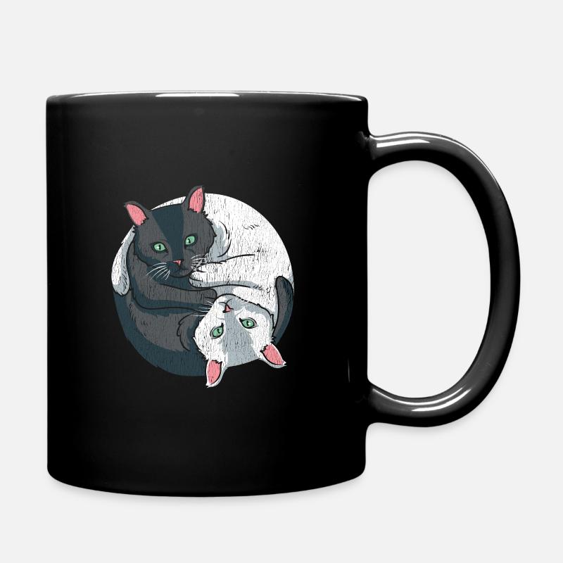 Doux Yin Yang chat chat spirituel chat animal de compagnie - Mug uni - noir