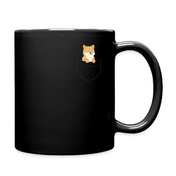 Shiba Inu Hund In Der Tasche - Tasse einfarbig - Schwarz - Rechts