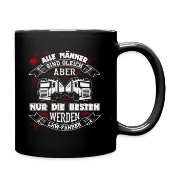 Trucker LKW Fahrer Fernfahrer Brummi Geschenk - Tasse einfarbig - Schwarz - Rechts