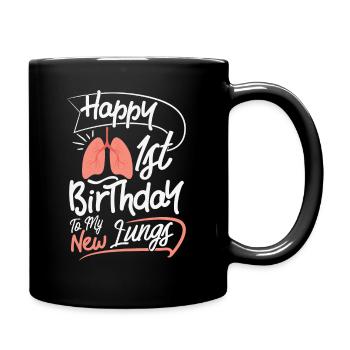 Conception d'anniversaire du bénéficiaire de la transplantation pulmonaire 1er - Mug uni - noir - Droite