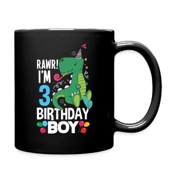 3rd birthday boy 3 years dinosaur T Rex - Full Colour Mug - black - Right