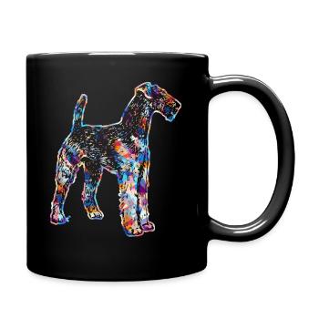 Airedale Terrier Geometrische Hemden - Tasse einfarbig - Schwarz - Rechts