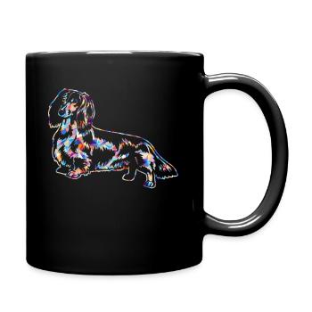 Dackel geometrische Hemden - Tasse einfarbig - Schwarz - Rechts