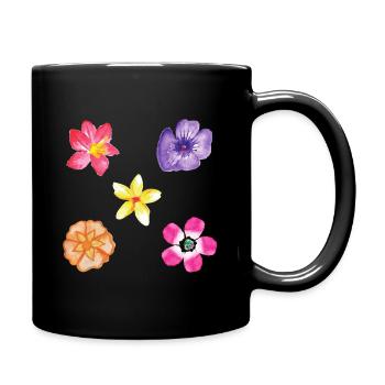 Flowers motif set - Full Colour Mug - black - Right