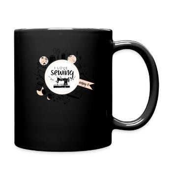 I Love Sewing Handmade Nähen Geschenk Näherin - Tasse einfarbig - Schwarz - Rechts