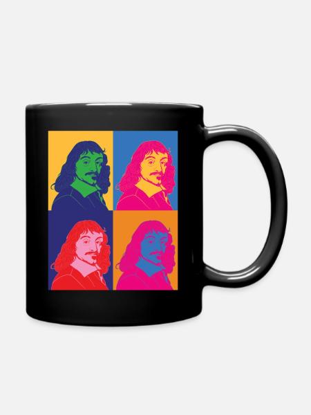 Pop-Art-Porträt-Philosoph Rene Descartes - Tasse einfarbig - Schwarz