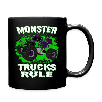 Awesome Monster trucks rule - Full Colour Mug - black - Right