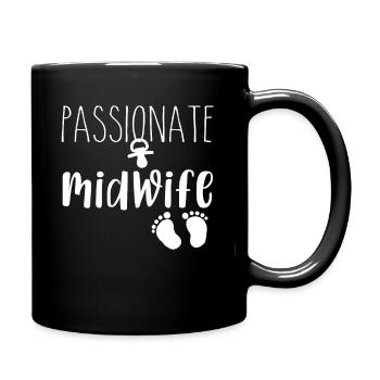 Leidenschaftliche Hebamme - Tasse einfarbig - Schwarz - Rechts