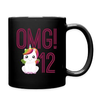Unicorn birthday 12 years old - Full Colour Mug - black - Right
