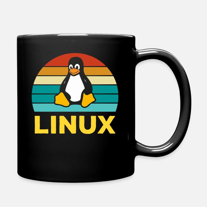 Linux Retro Vintage Geek Style Informatiker - Tasse einfarbig - Schwarz