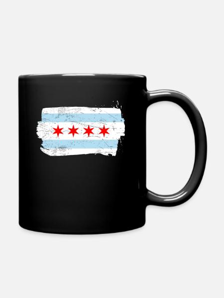 Chicago Flagge - Tasse einfarbig - Schwarz