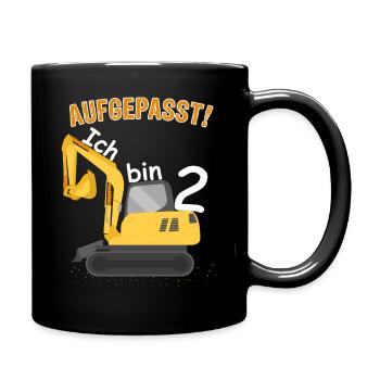 Bagger 2. Geburtstag 2 Jahre Jungen - Tasse einfarbig - Schwarz - Rechts