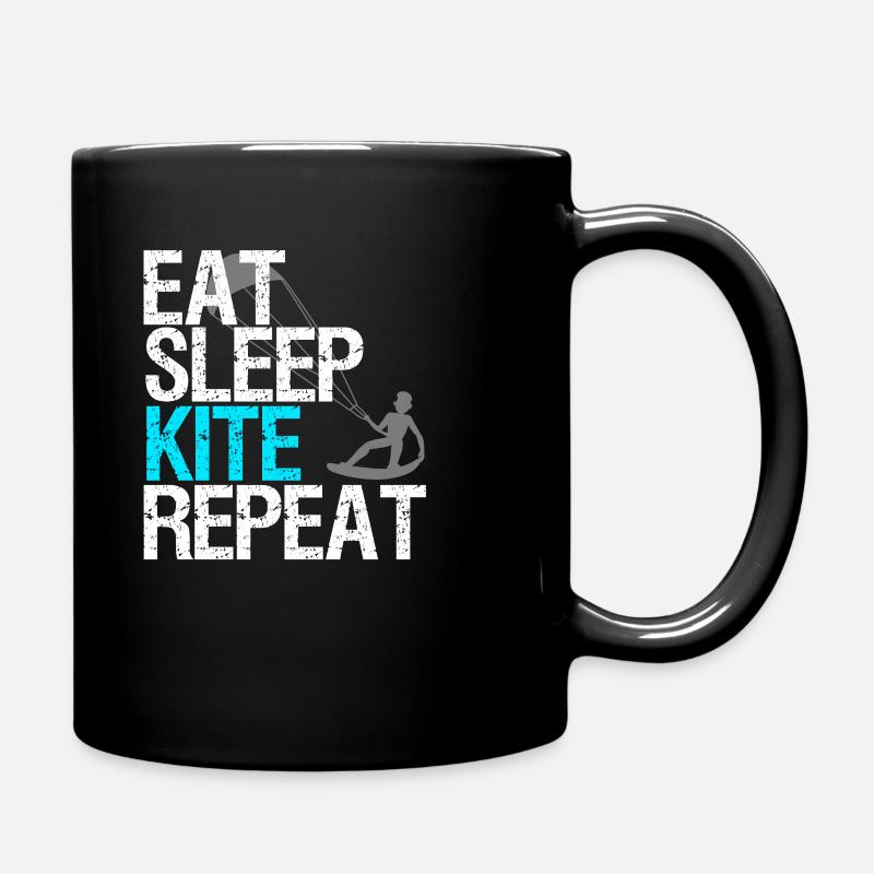 Eat Sleep Kite Repeat Idée cadeau kitesurfer - Mug uni - noir