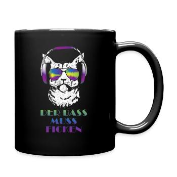 Coole Musik Katze Techno Cat Geschenk - Tasse einfarbig - Schwarz - Rechts