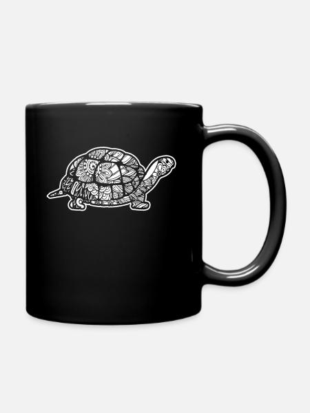 Tortoise Floral Pattern - Full Colour Mug - black