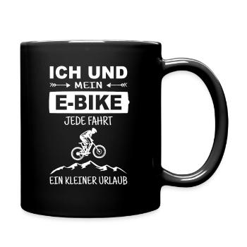 Ich und mein E-Bike Radfahrer Geschenk Fahrrad MTB - Tasse einfarbig - Schwarz - Rechts