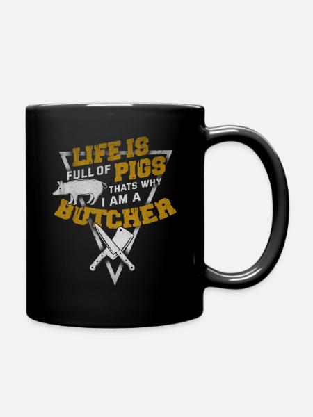 Metzger Fleisch Schlachter Wurst Schwein - Tasse einfarbig - Schwarz