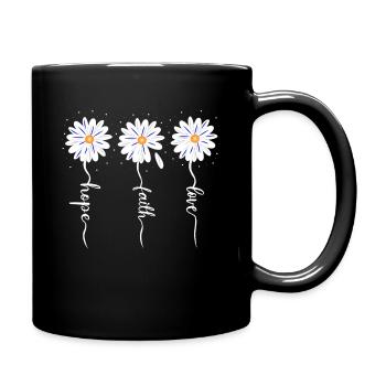 faith hope love daisies - Full Colour Mug - black - Right