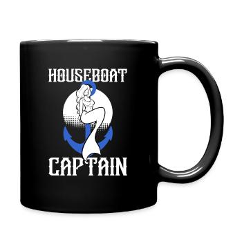 Houseboat Captain Mermaid Boating Captain Anchor - Full Colour Mug - black - Right