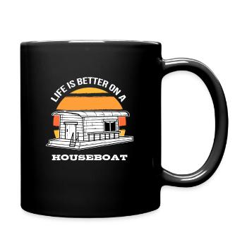Life Is Better On A Houseboat Boating Captain Gift - Full Colour Mug - black - Right