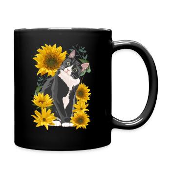 Doux chat tournesol jardin chatons - Mug uni - noir - Droite